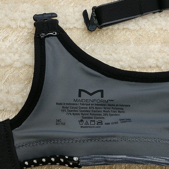 Maidenform Sport Bra Heather Black dot DM7990 34C - Picture 5 of 8